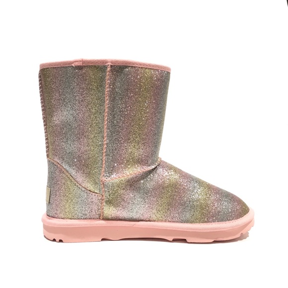 UGG CLASSIC II METALLIC GLITTER BOOTS -ROSE GOLD GLITTER SUEDE -BIG KIDS US 5 - Picture 5 of 8